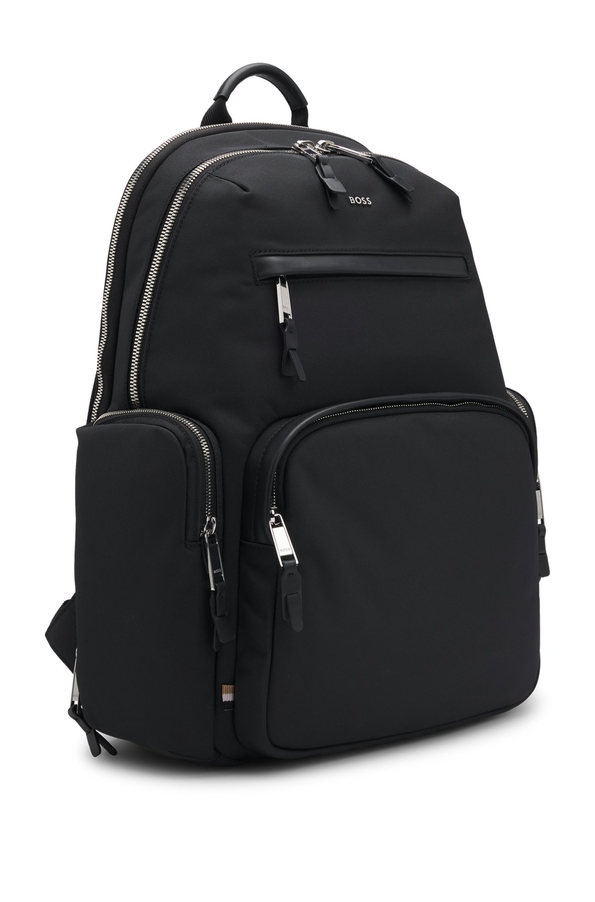 BACKPACK WITH LEATHER TRIMS AND TWO-WAY ZIP - 5