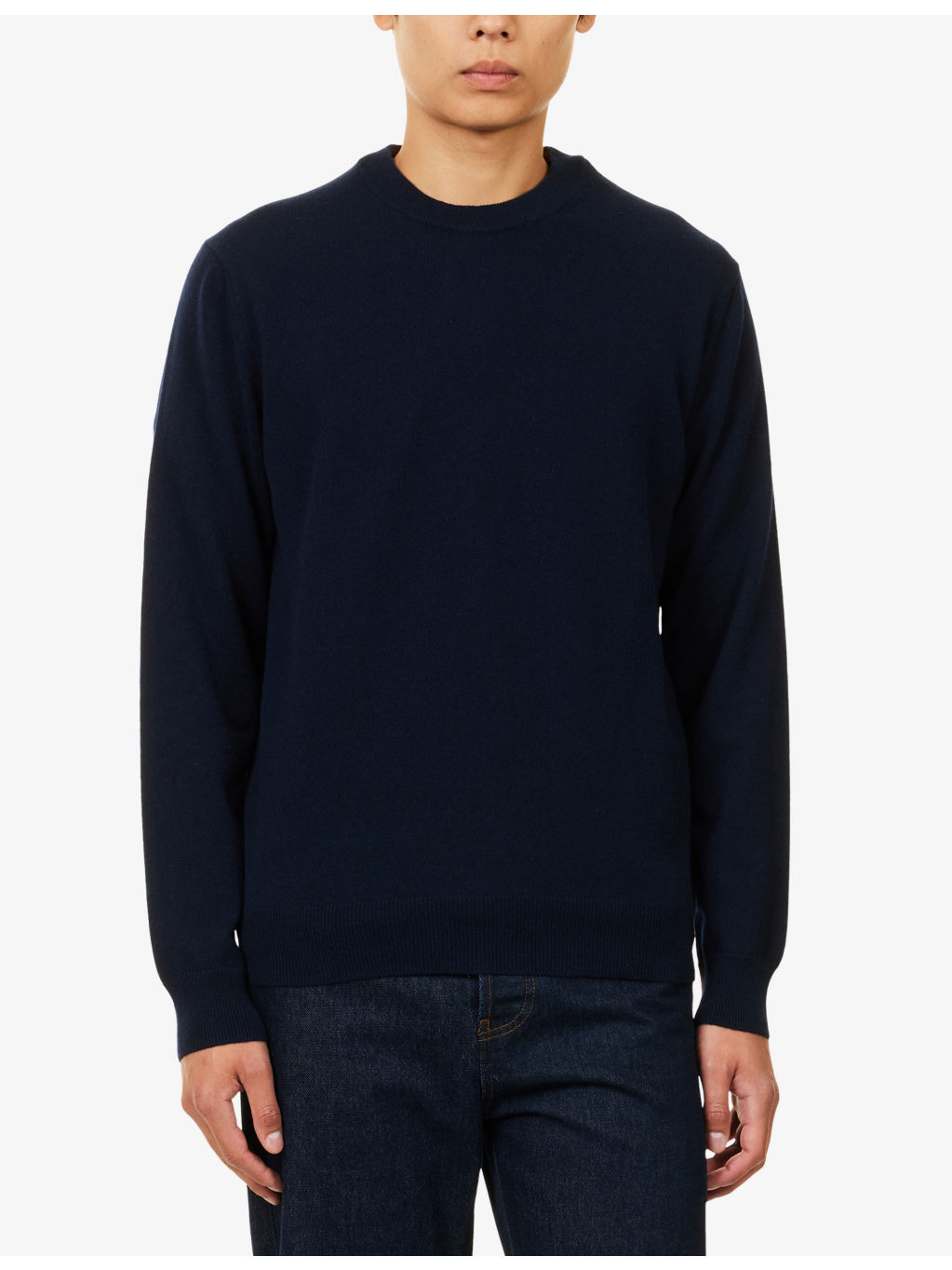 Crewneck Long-Sleeve Cashmere Knitted Jumper - 3