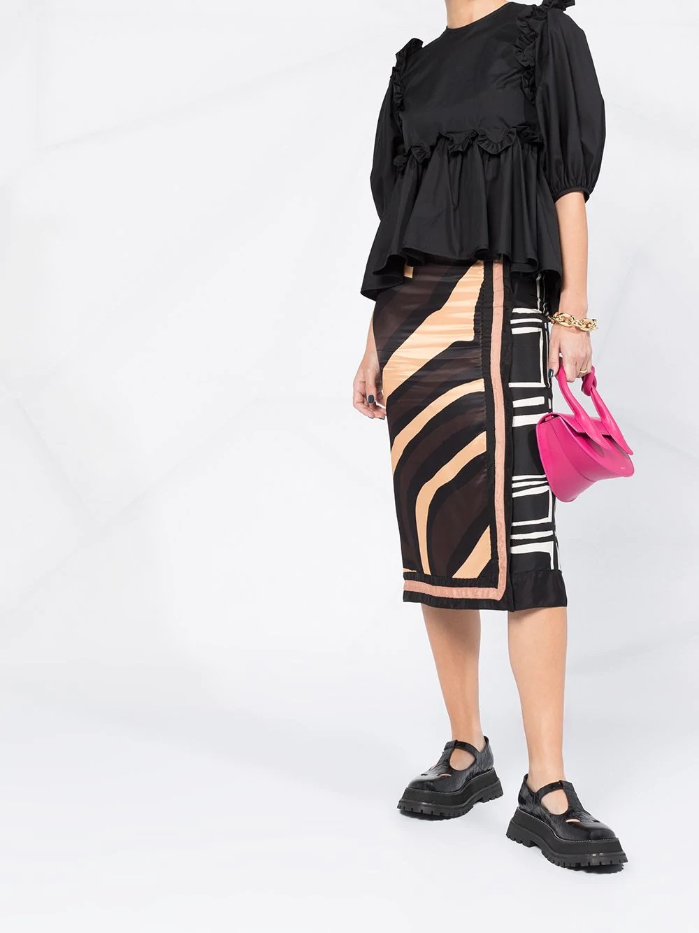 geometric print wrap skirt - 2