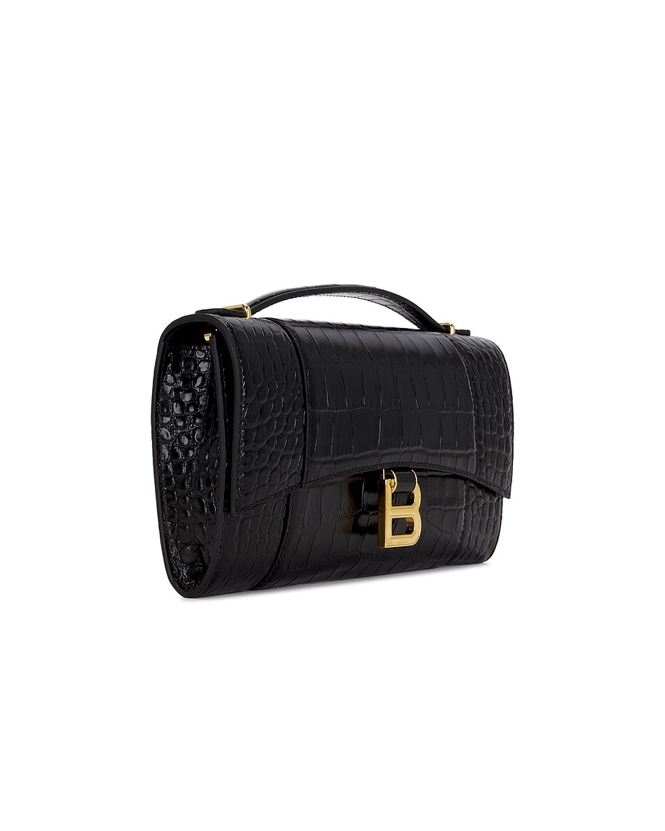 Hourglass Embossed Croc Pochette Bag - 4