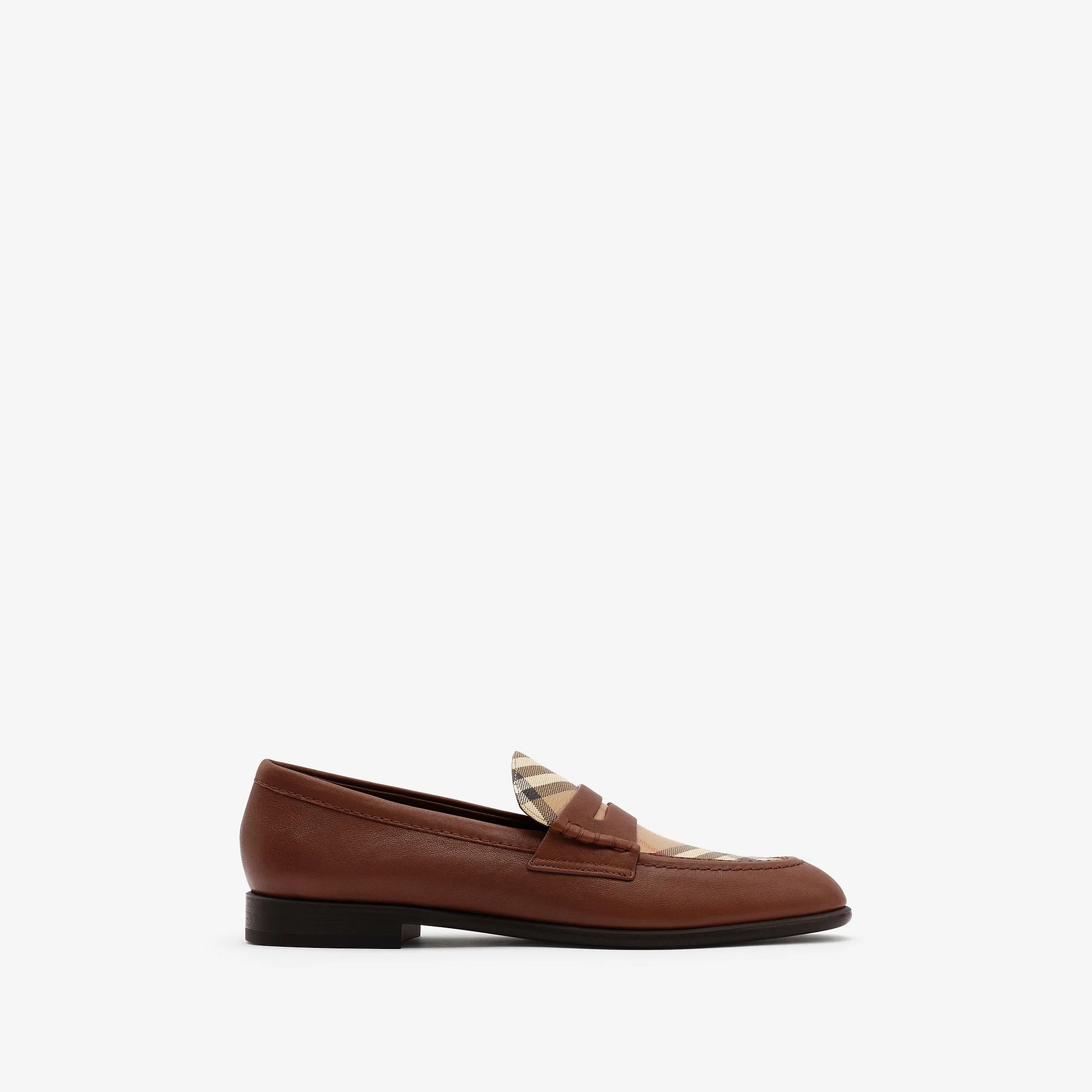 Check and Leather Opal Loafers - 1