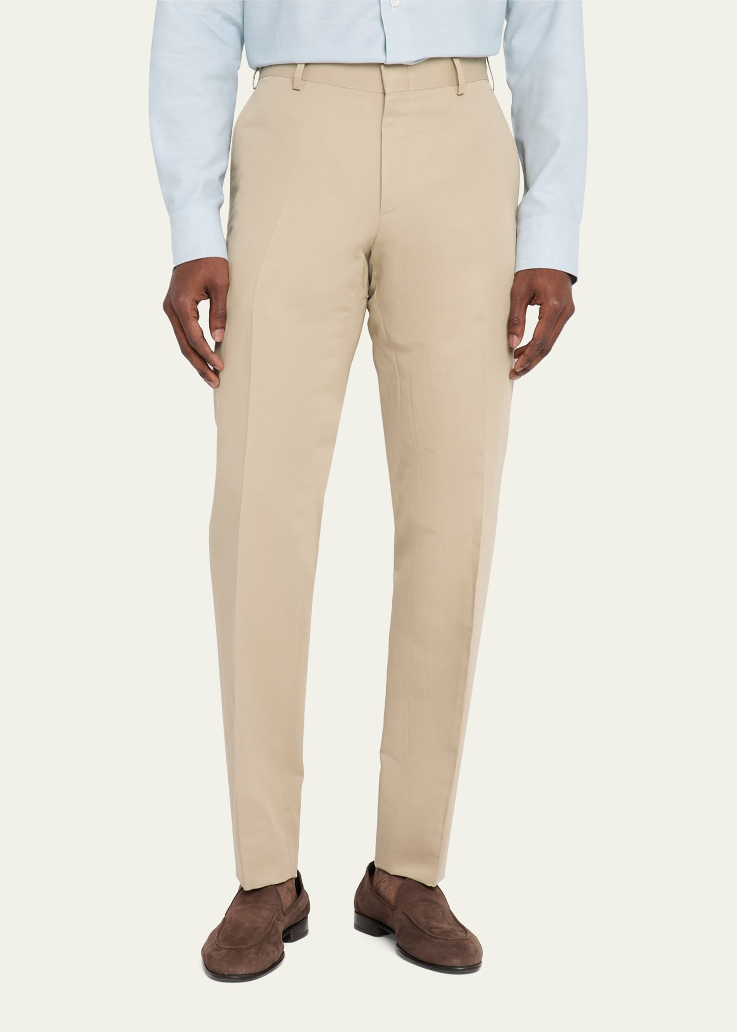 Men's Cotton and Linen Flat-Front Trousers - 4