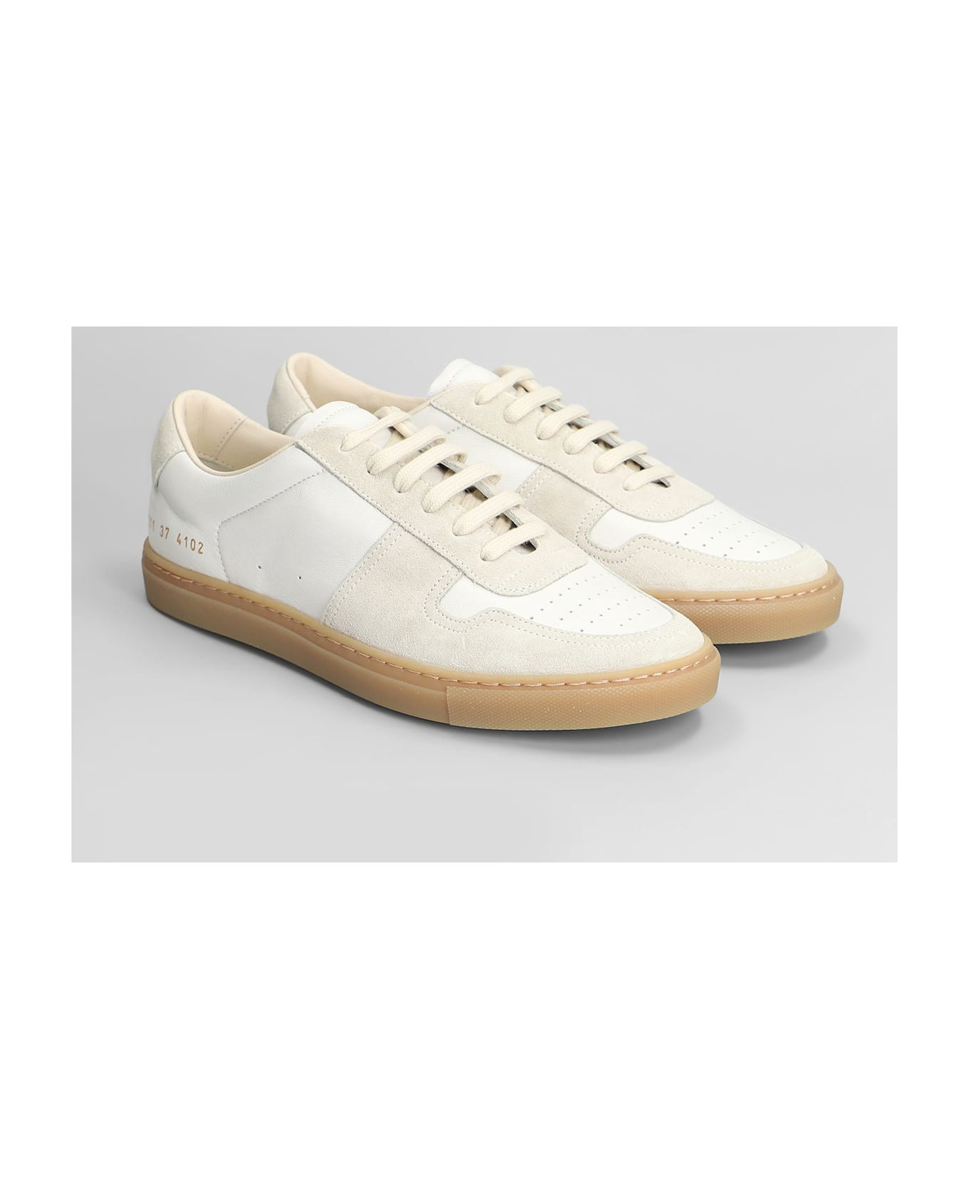 Bball Slim Sneakers In White Suede And Leather - 2
