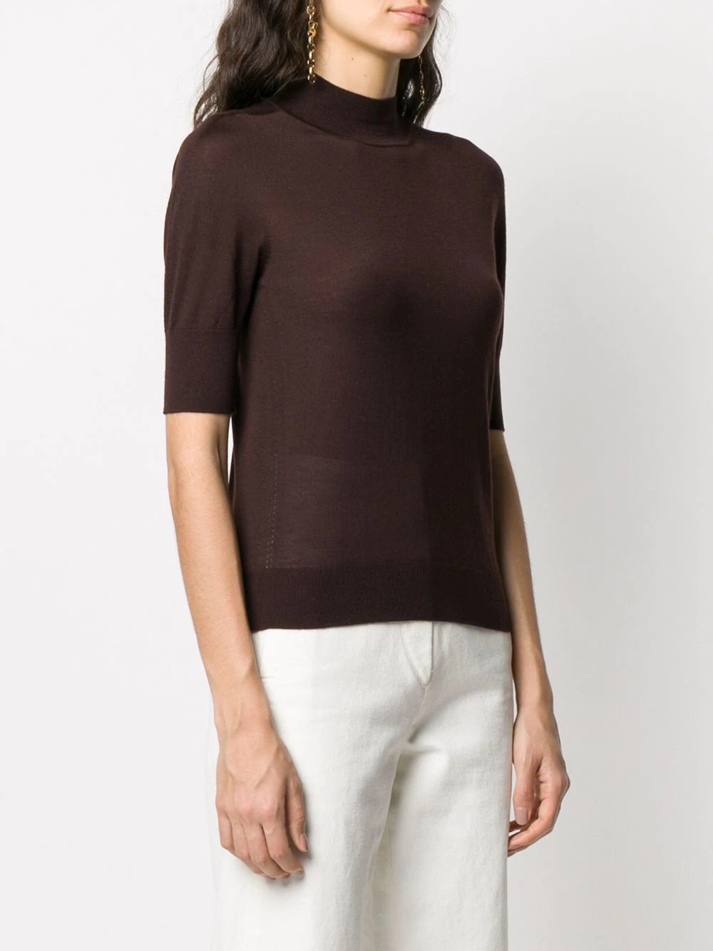 cropped-sleeve jumper - 3