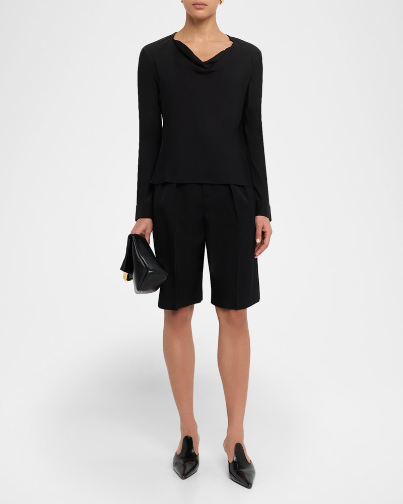 Theory Draped Long-Sleeve Silk Blouse outlook