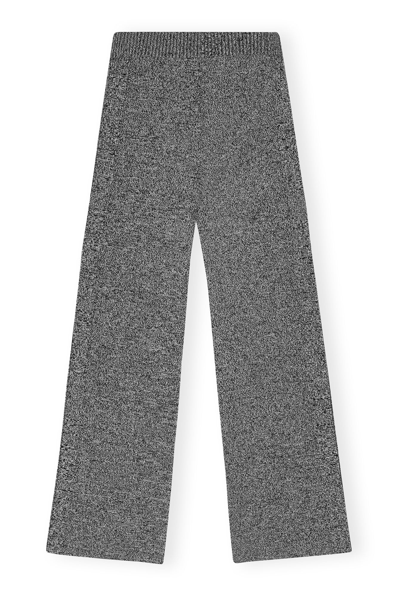 GANNI GREY MELANGE RIB CROPPED PANTS, ganni