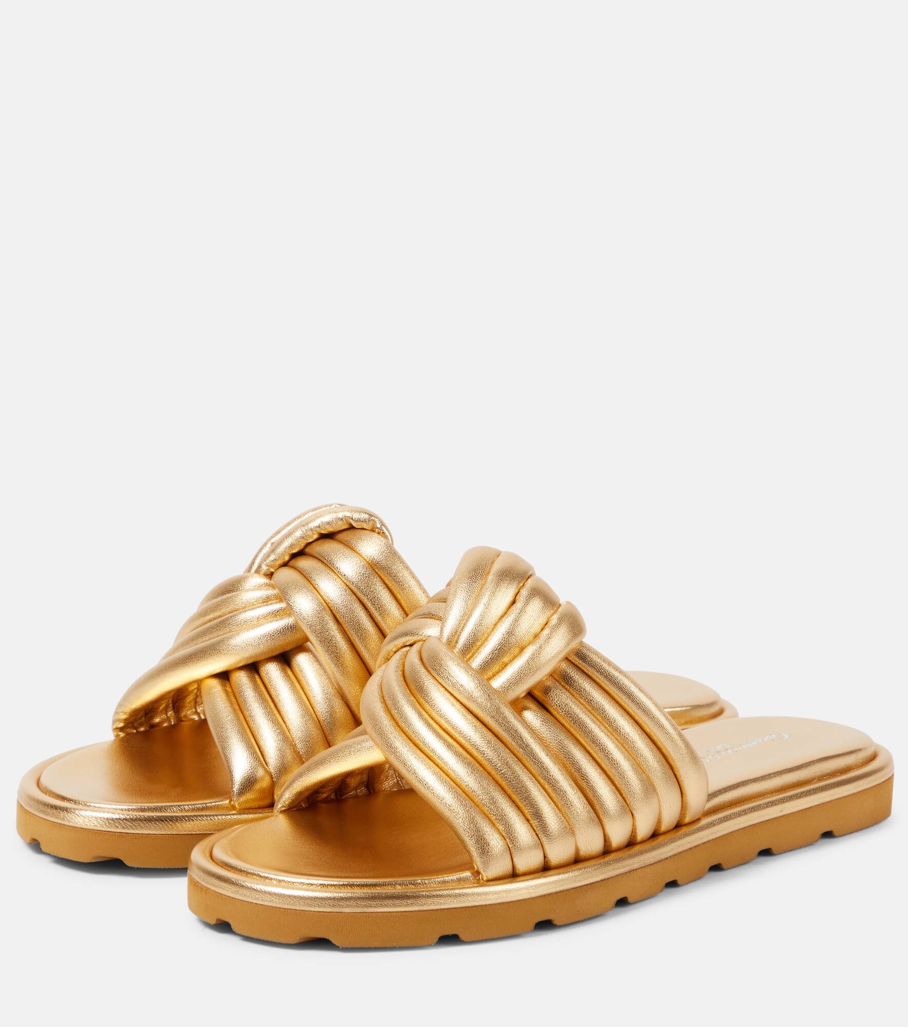 Ottavia metallic leather slides - 5