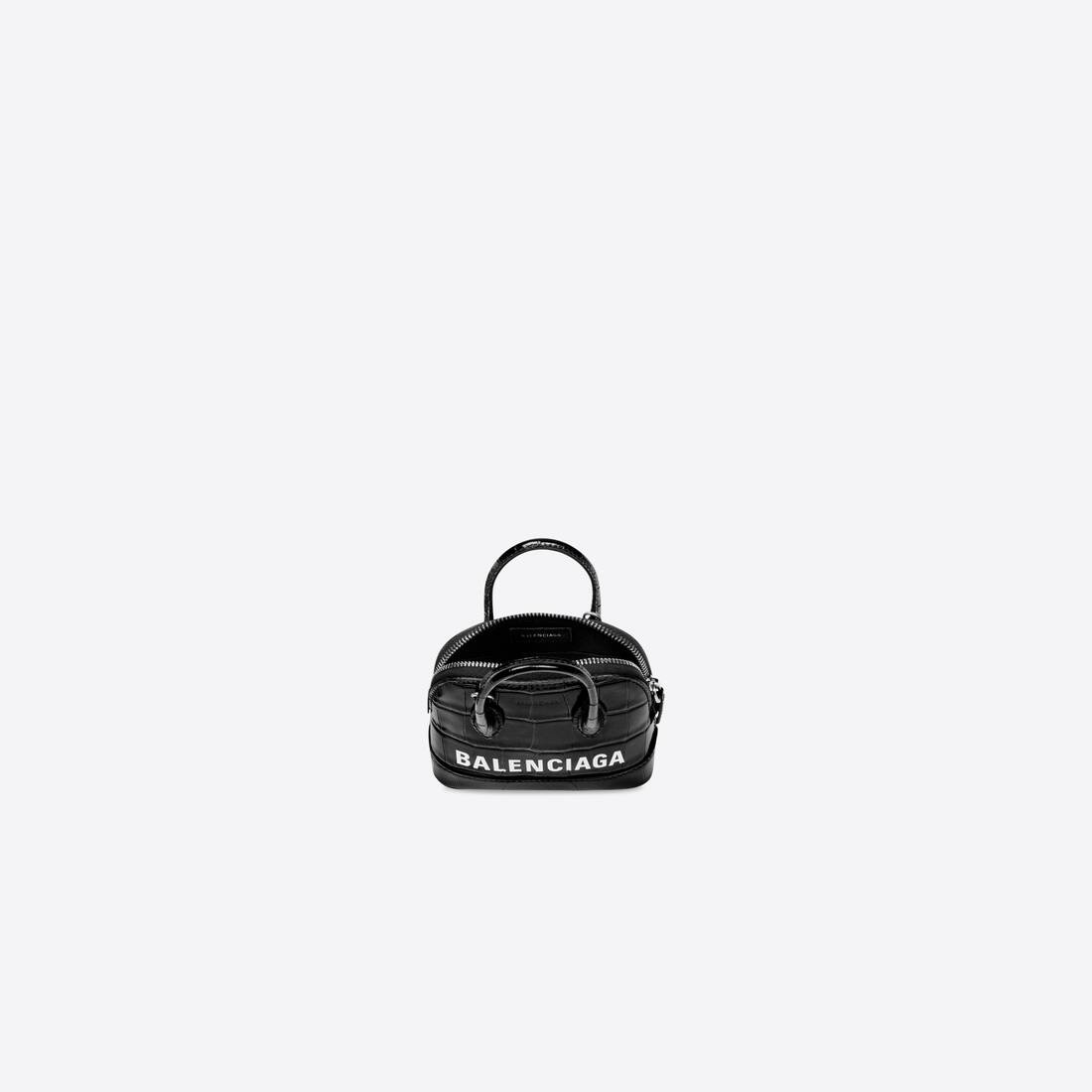 Women's Ville Mini Handbag Crocodile Embossed in Black/white - 5