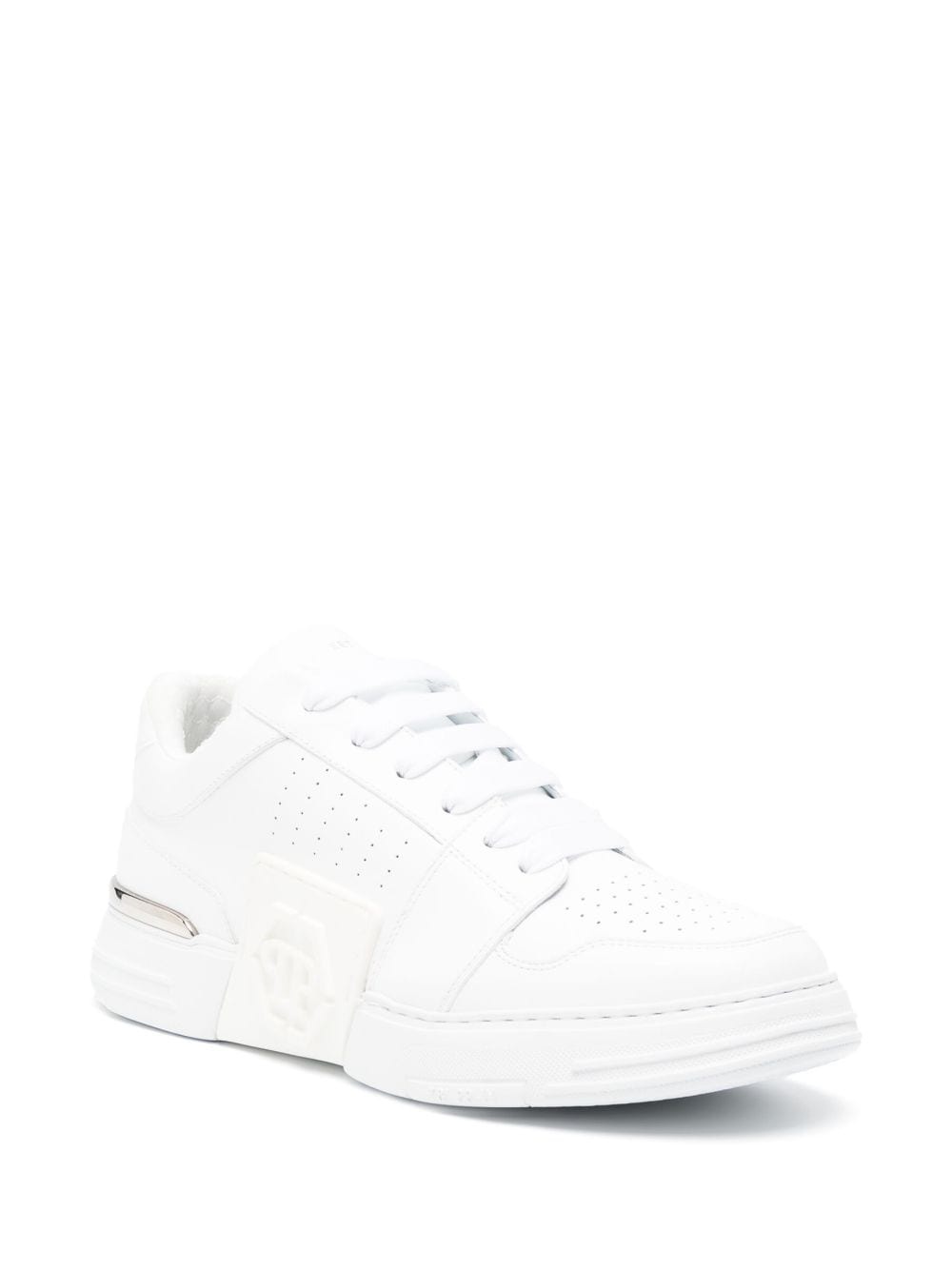 logo-embossed leather sneakers - 2