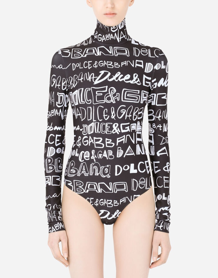 Spandex jersey bodysuit with DG graffiti print - 1