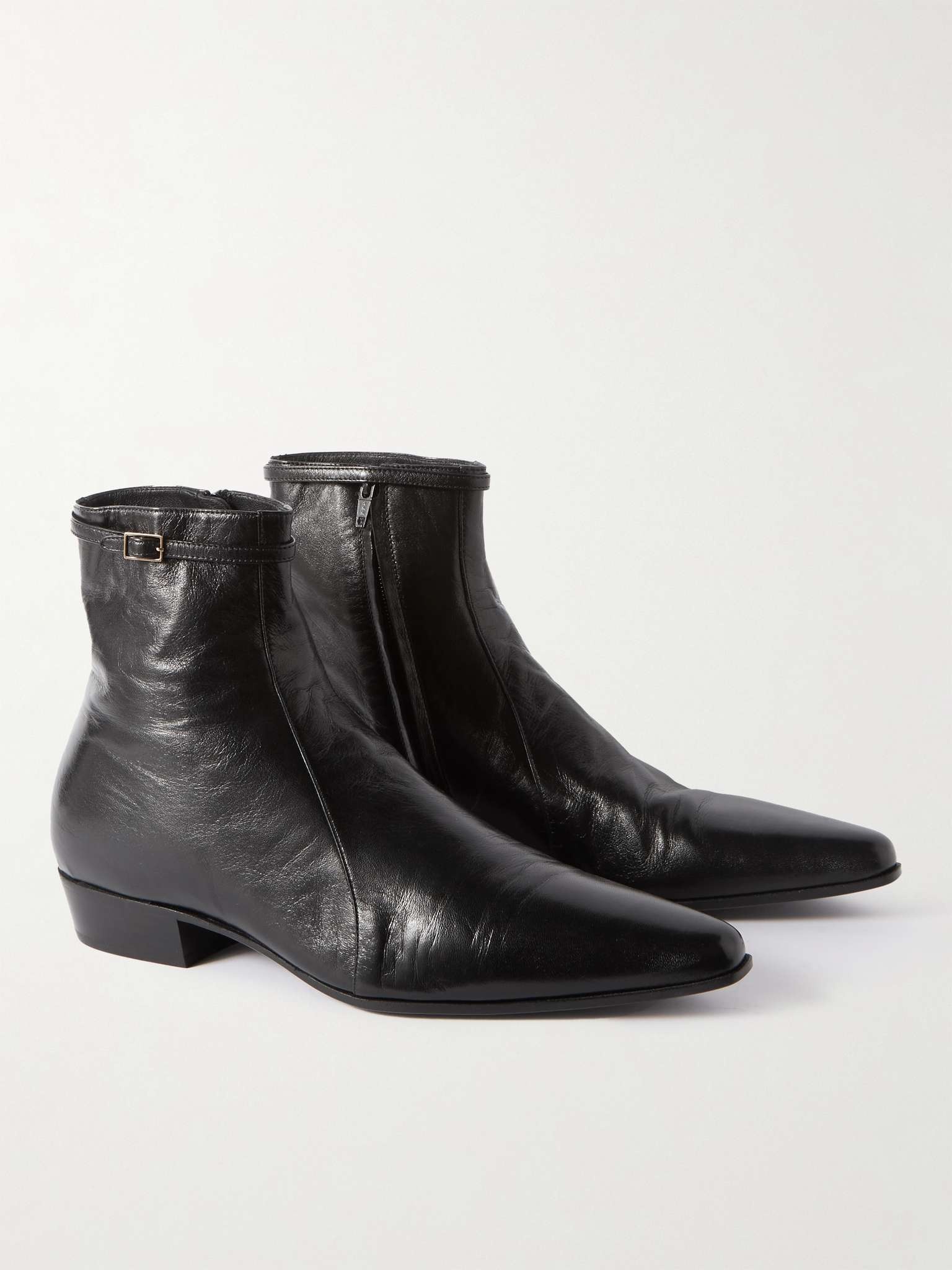 【SAINT LAURENT】ARSUN ZIPPED BOOTS SAINT LAURENT Arsun Leather Ankle Boots | REVERSIBLE