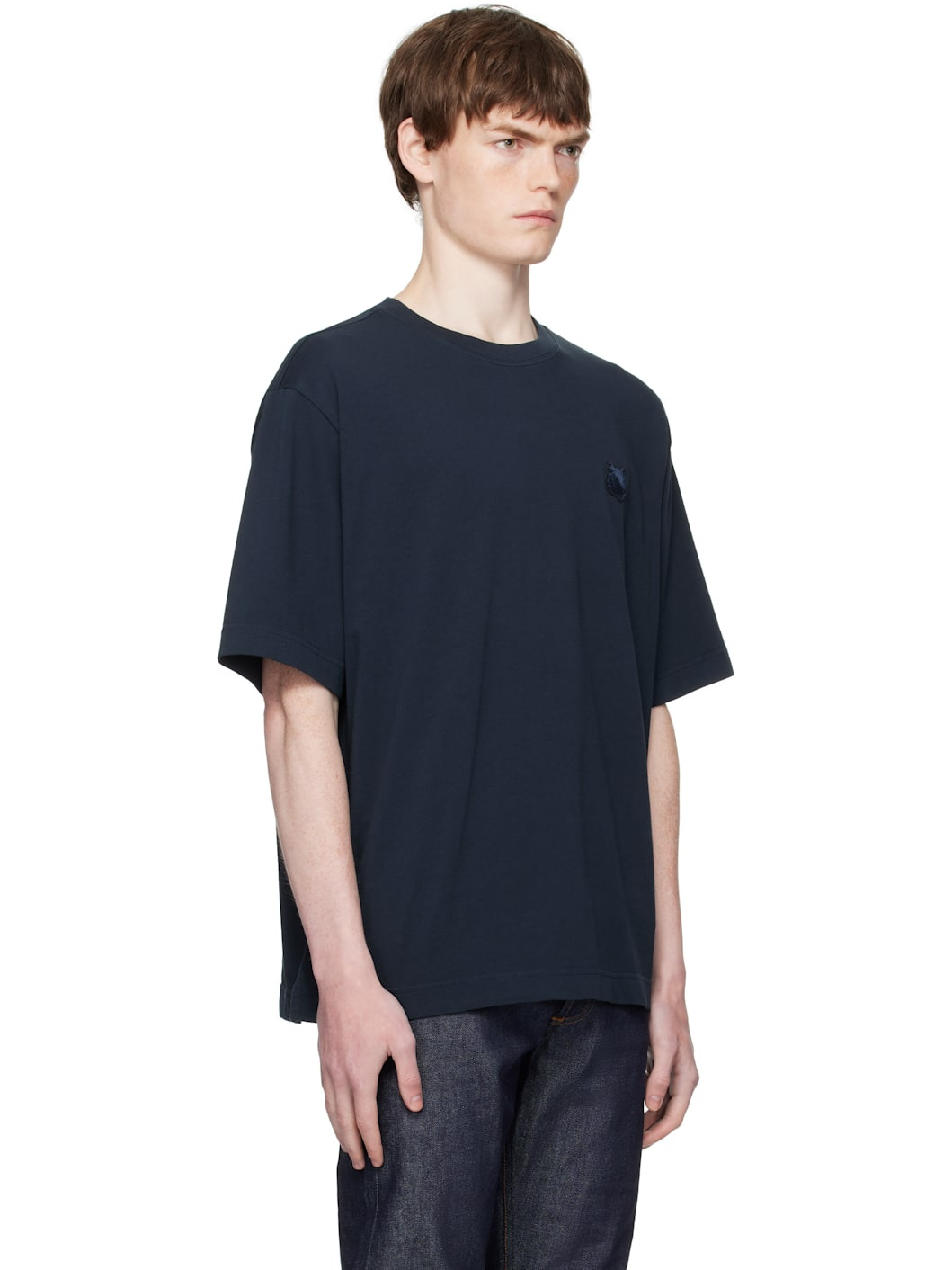 Navy Bold Fox Head Patch Oversized T-shirt - 2