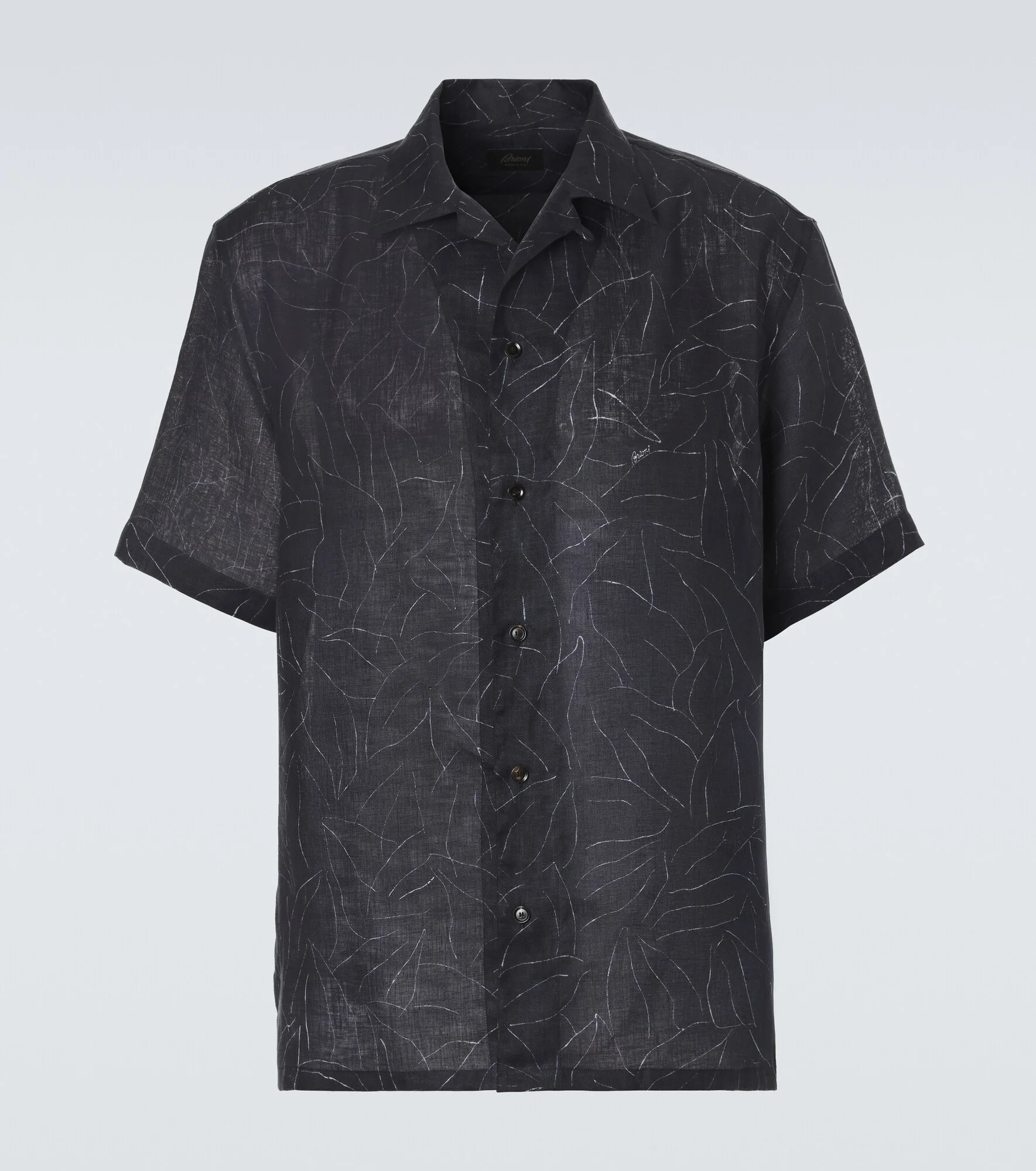 Printed linen bowling shirt - 1