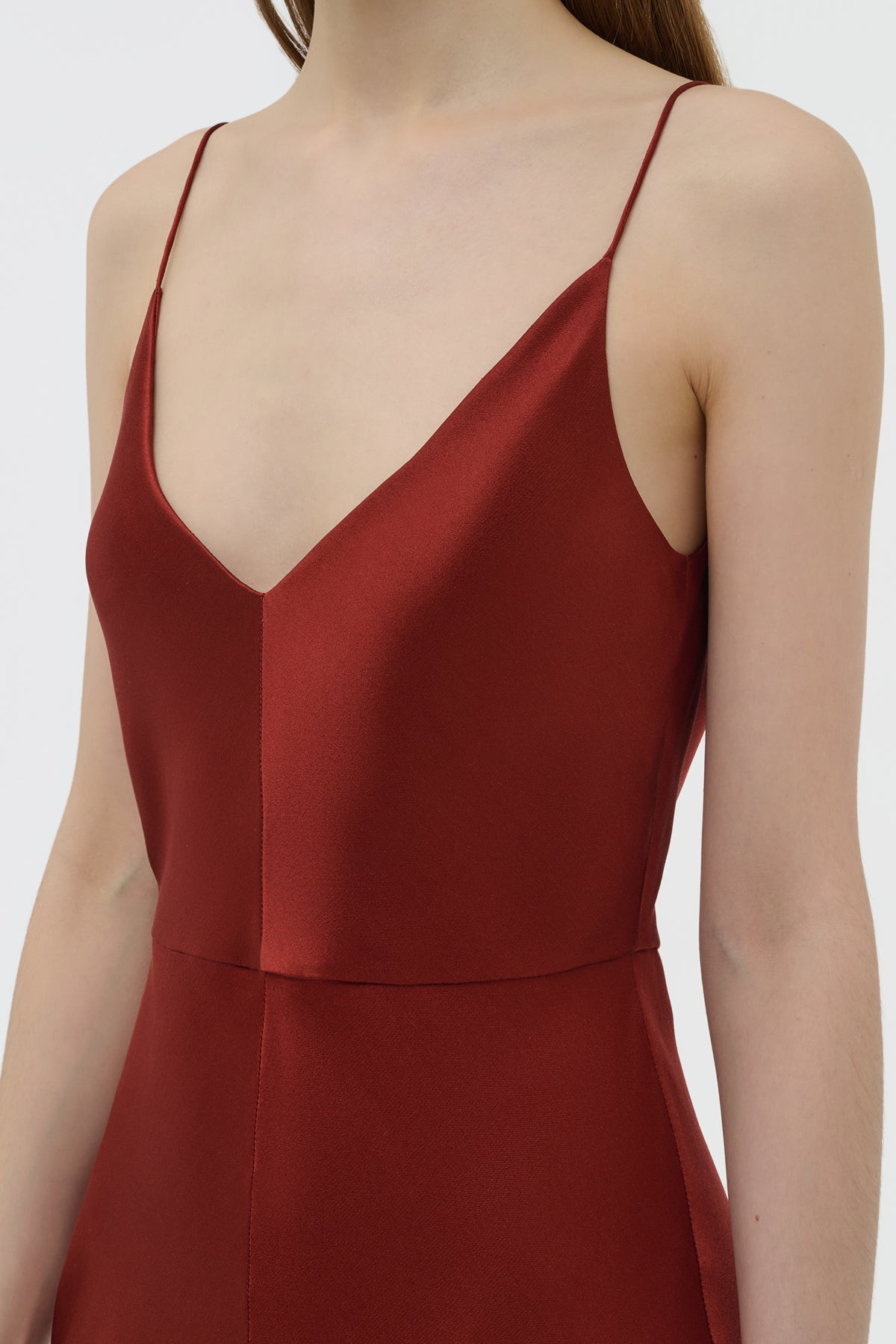 Brigita Dress in Burnt Sienna Double Satin - 6