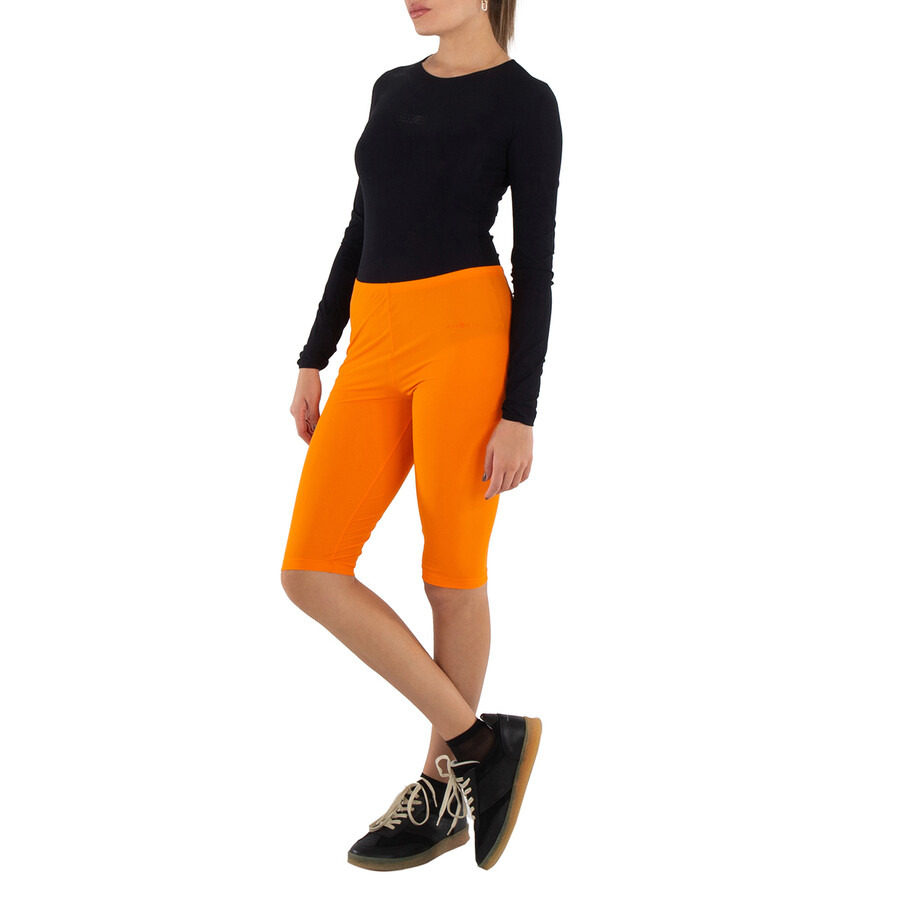 MM6 Ladies Orange Fitted Knee-Length Shorts - 3