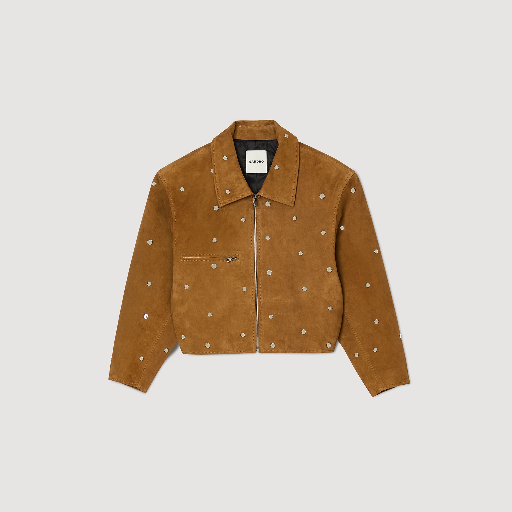 Sandro STUDDED SUEDE JACKET | REVERSIBLE