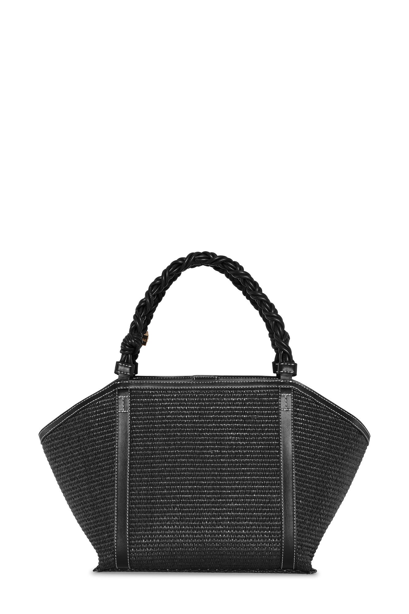 BLACK GANNI BOU MEDIUM TOTE RAFFIA BAG - 2