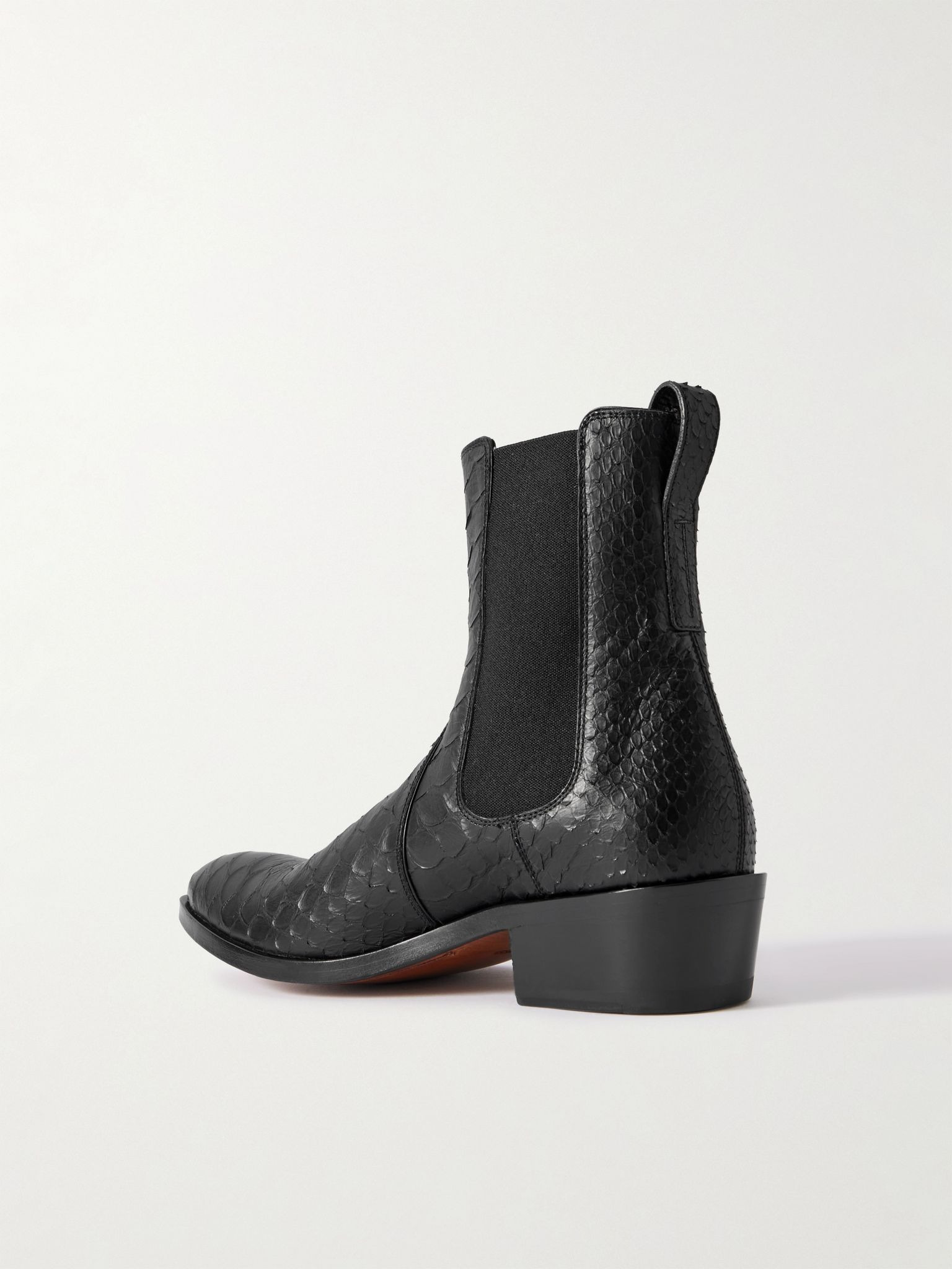 Python-Effect Leather Chelsea Boots Black - 4