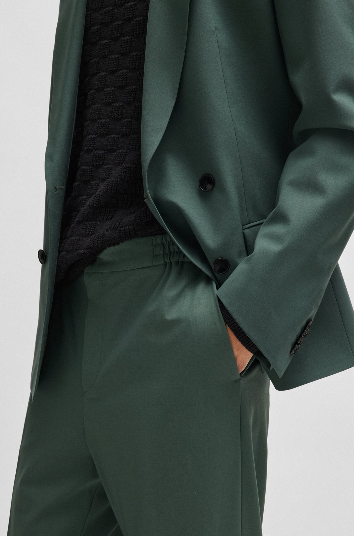 SLIM-FIT TROUSERS IN WOOL POPLIN - 5
