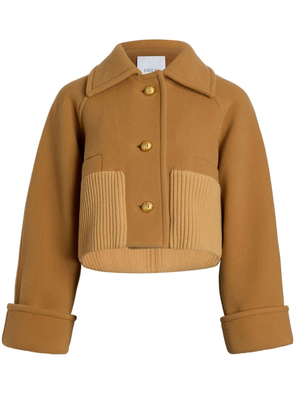 rib-waist cropped coat - 1