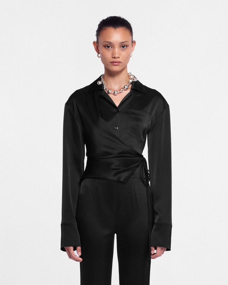 Slip Satin Wrap Shirt 1