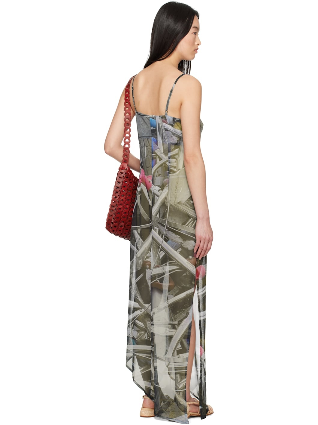 Multicolor Scrap Yard Mesh Slip Maxi Dress - 3