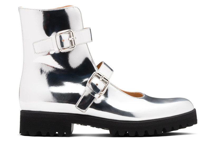 Kn2
Mirror Calf Leather Mary Jane Boot Silver 1