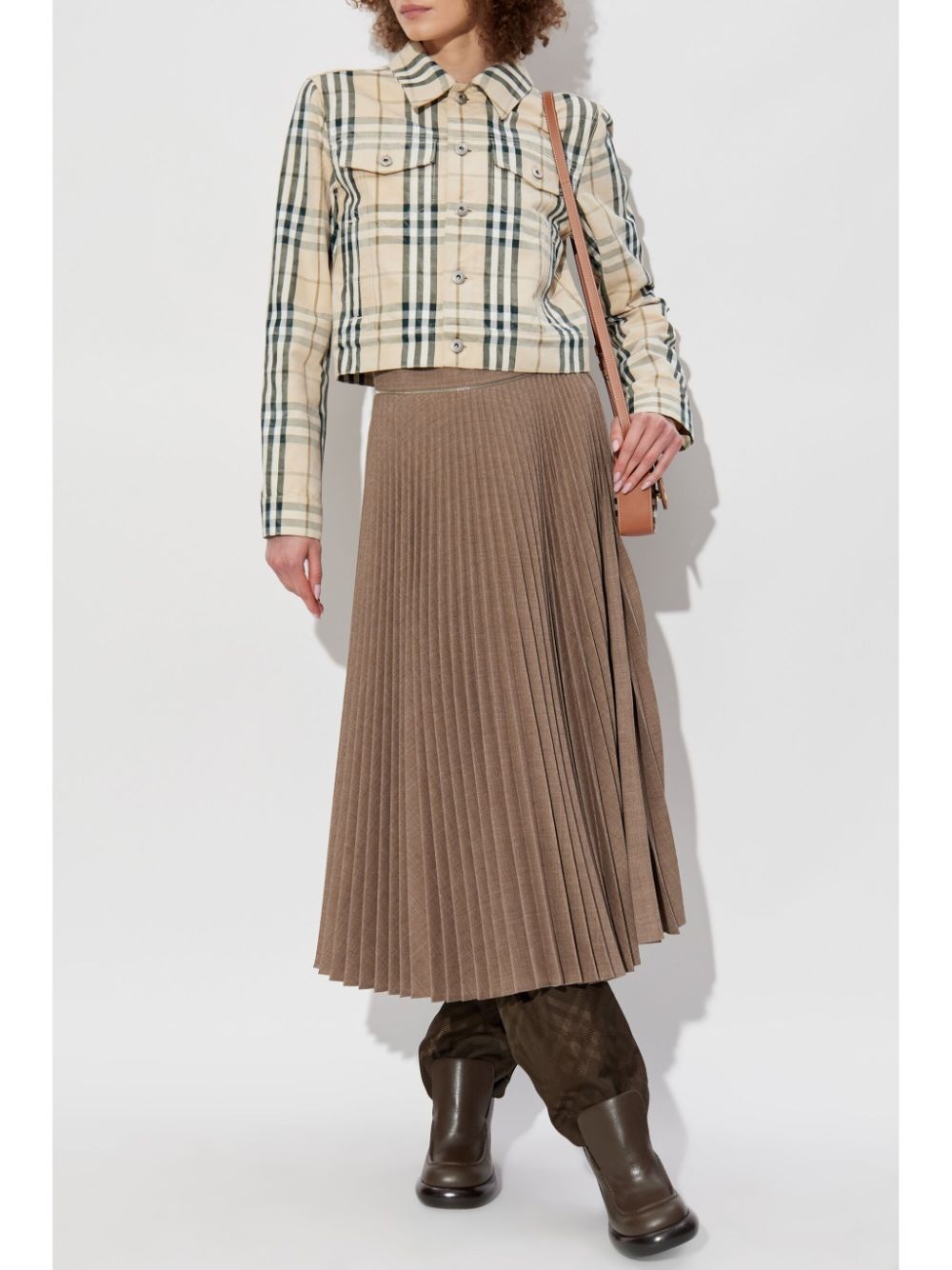 check pattern cropped jacket - 2