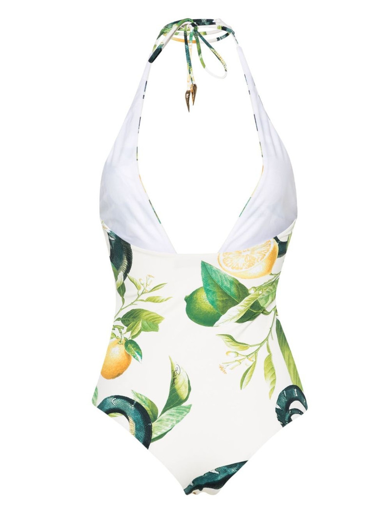 Roberto Cavalli lemon-print one-piece swimsuit outlook