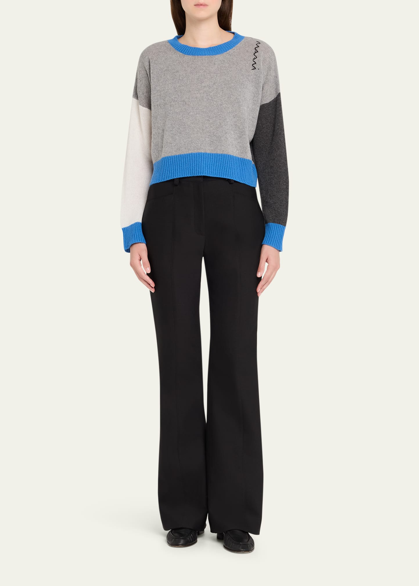 Colorblock Cashmere Crewneck Sweater - 2