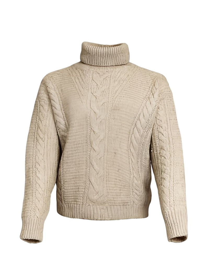 Finger cable-knit roll-neck sweater 1