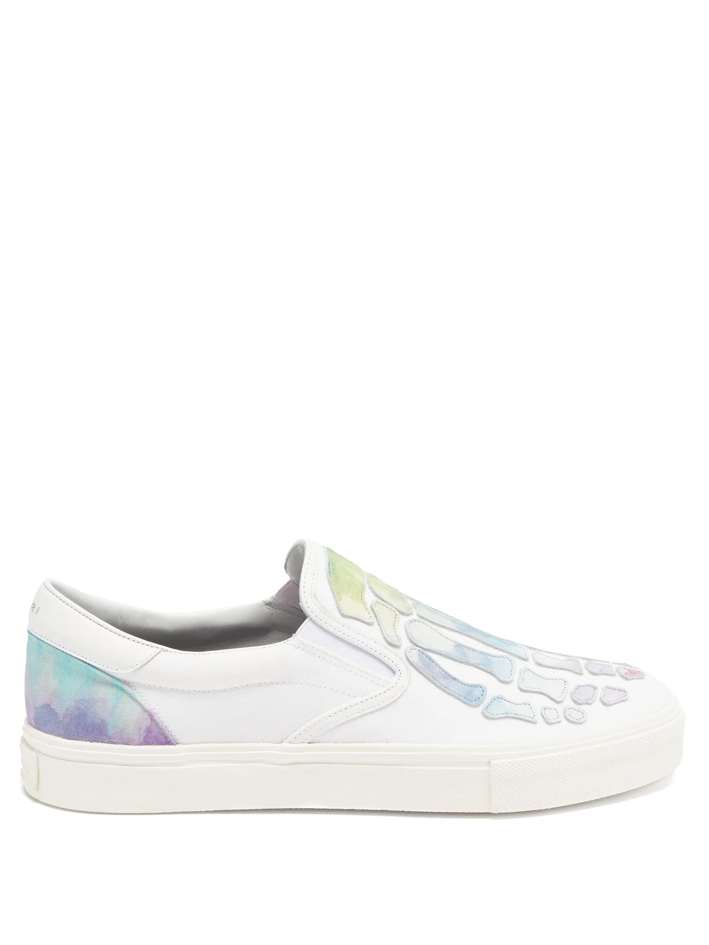 Skeleton leather-appliqué slip-on canvas trainers - 1