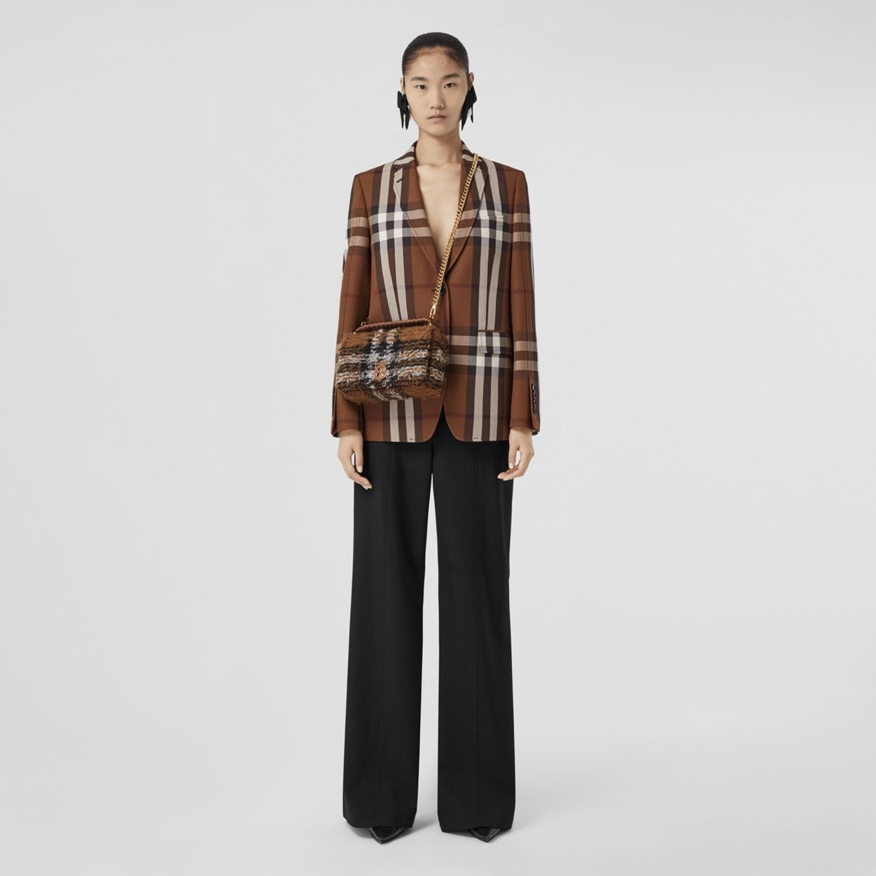 Exaggerated Check Mohair Blend Small Lola Bag - 7