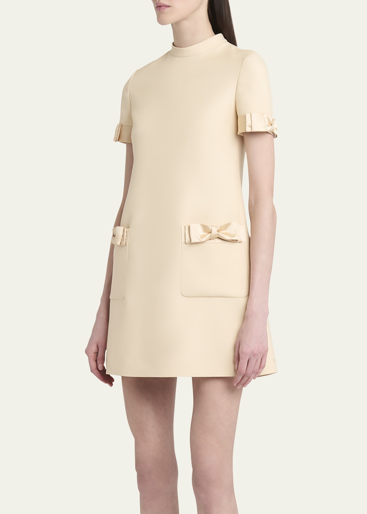 Crepe Couture Mini Dress with Bows - 4