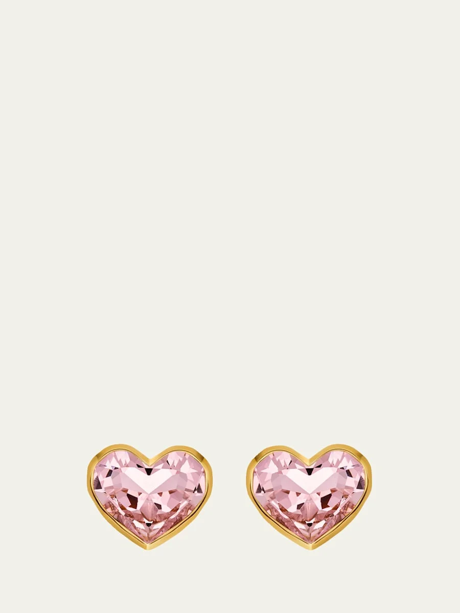Large Crystal Heart Stud Earrings - 1