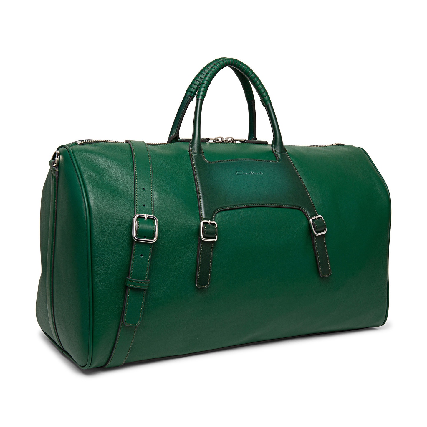 Green leather weekend bag - 4