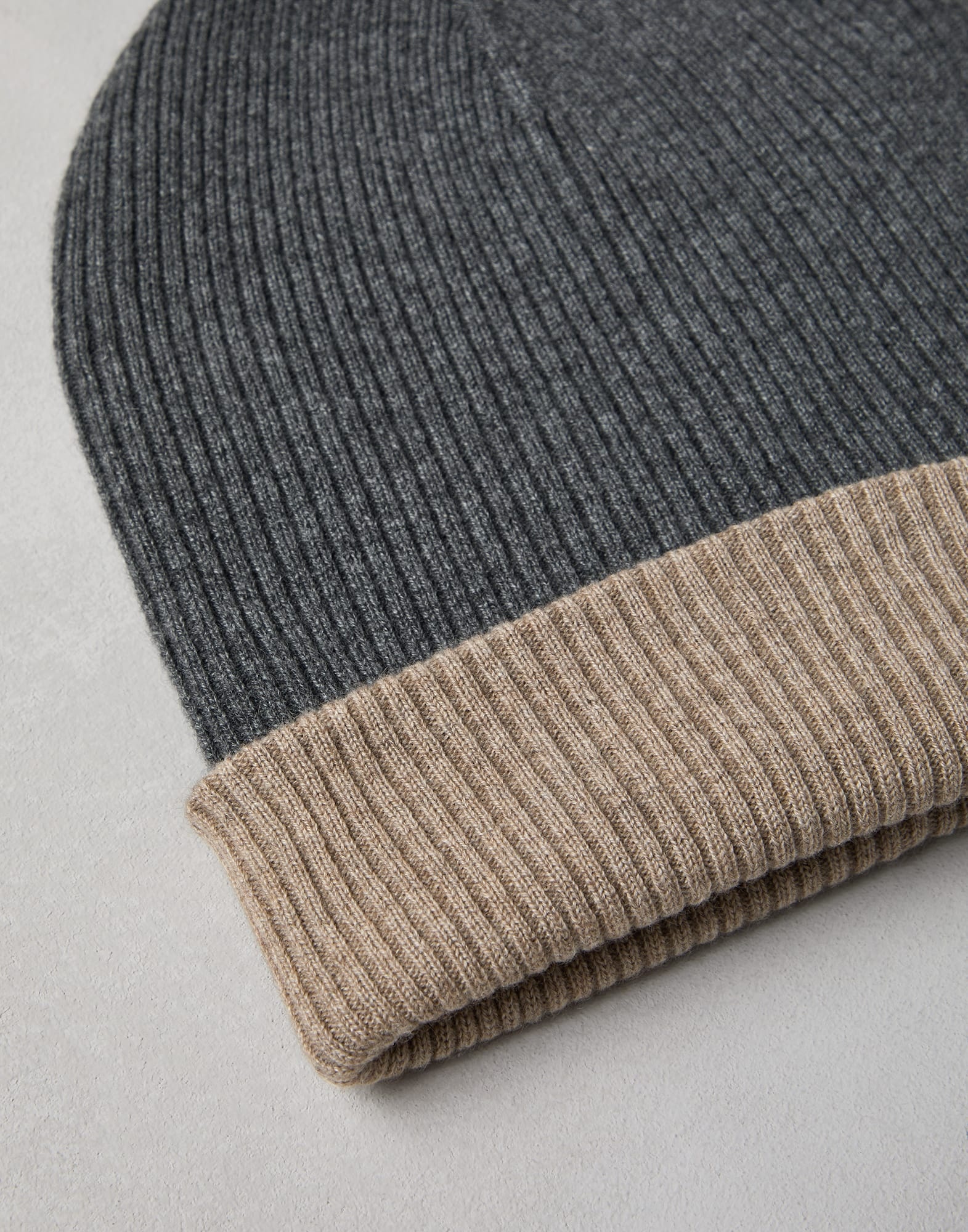 Cashmere double knit ribbed beanie - 2