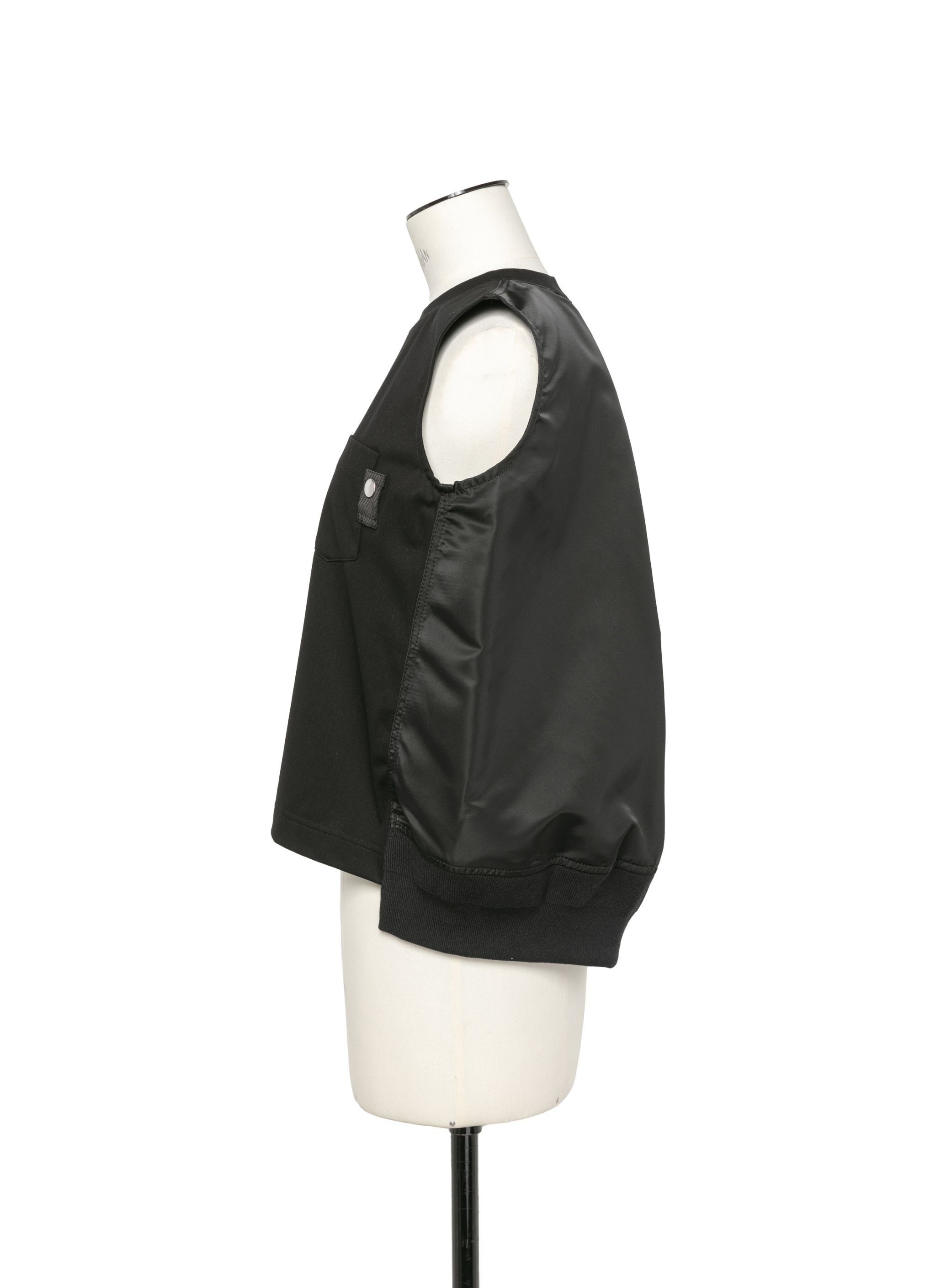 Nylon Twill Mix Cotton Jersey Tank Top - 2