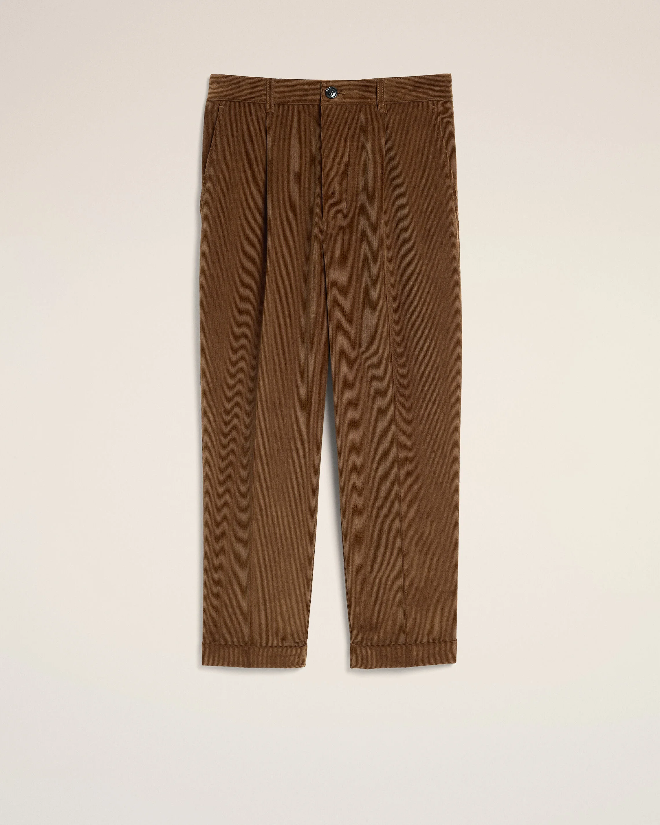 BROWN CARROT-FIT CORDUROY COTTON TROUSERS - 1
