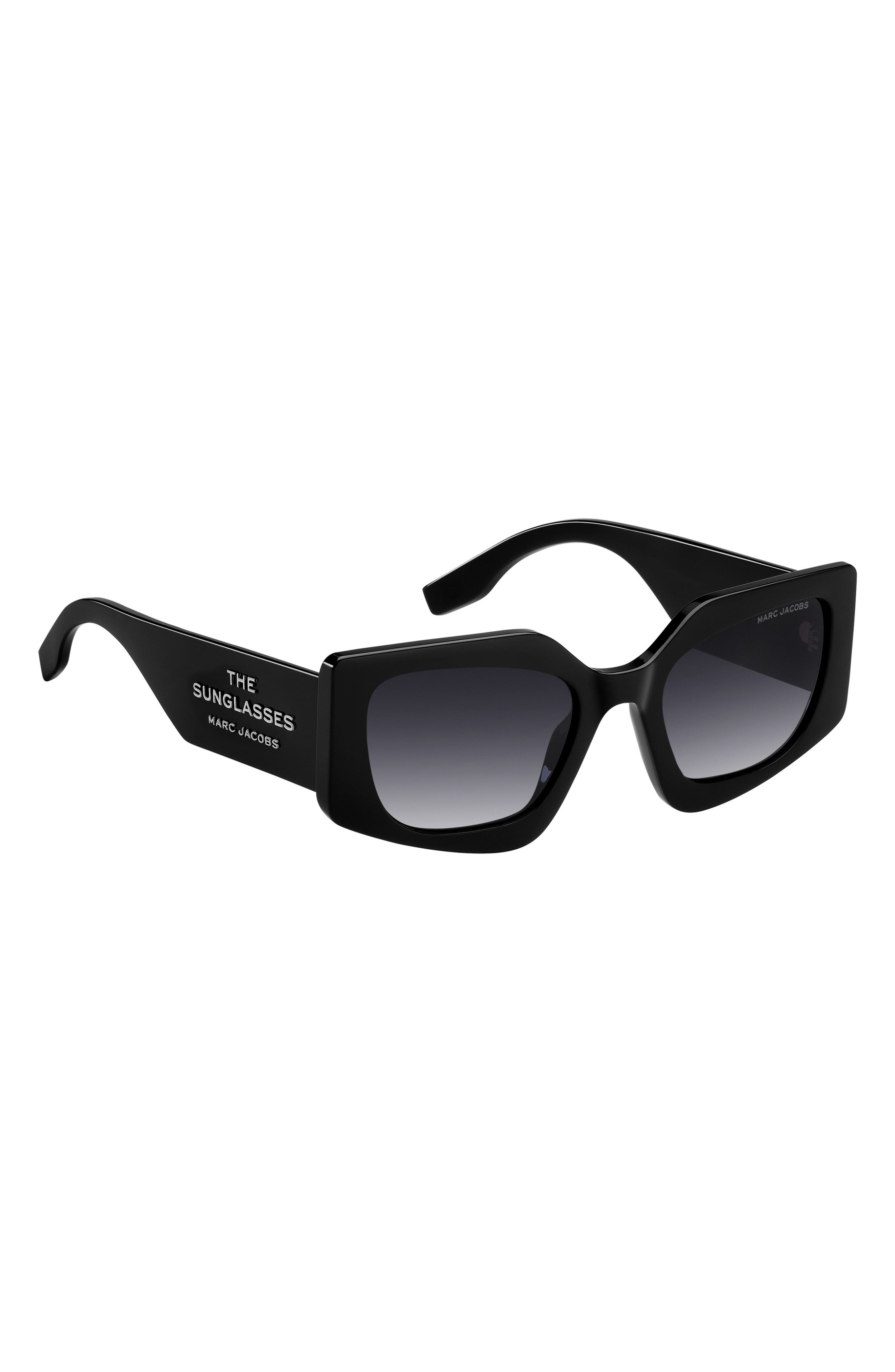 Marc Jacobs 53mm Gradient Rectangular Sunglasses in Black/Dark Grey Sf at Nordstrom - 4