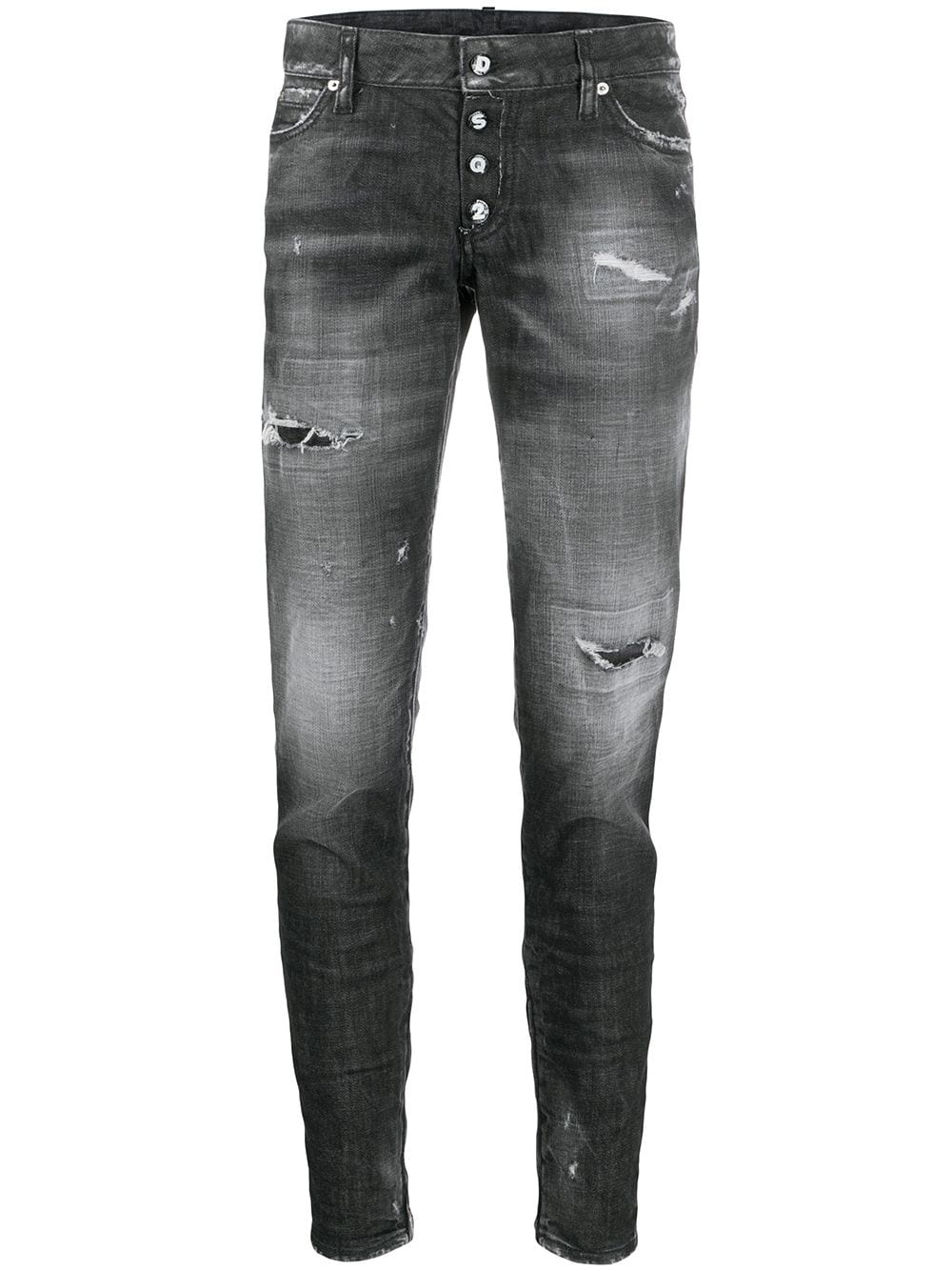 distressed zipped ankle skinny trousers - 1