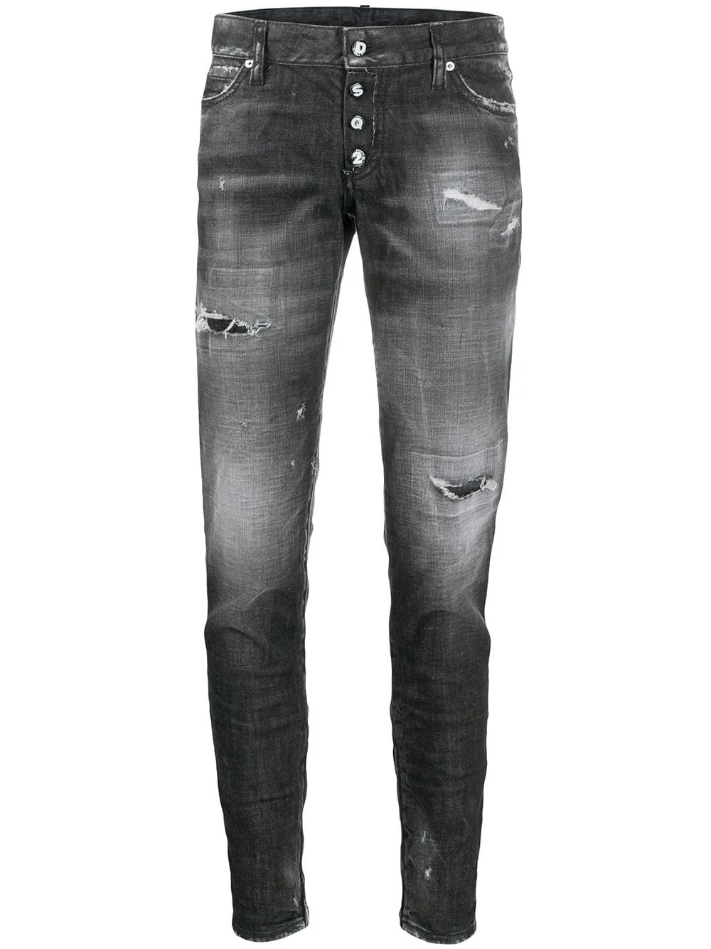 distressed zipped ankle skinny trousers - 1