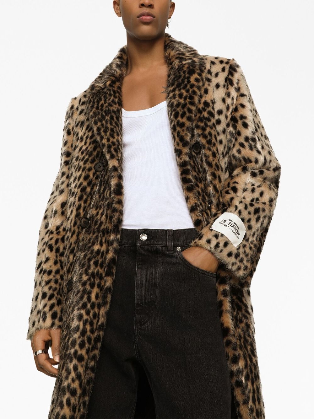 leopard-print faux fur coat - 5