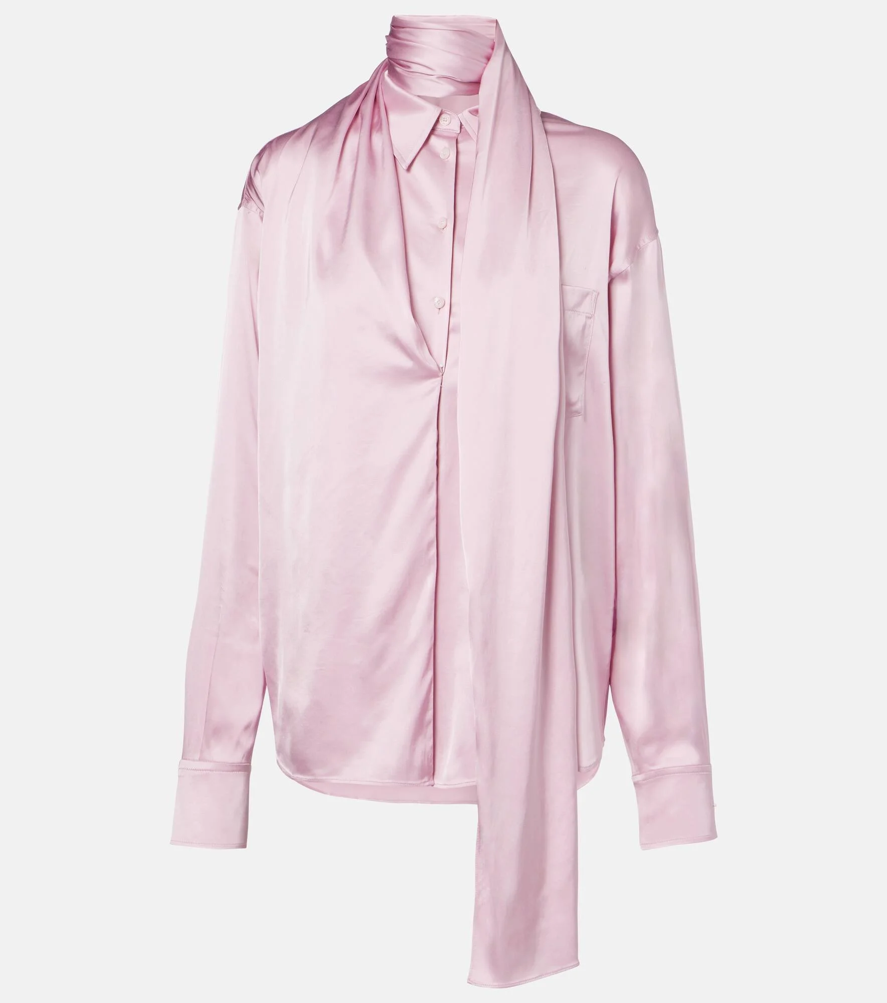 Scarf-detail satin blouse - 1