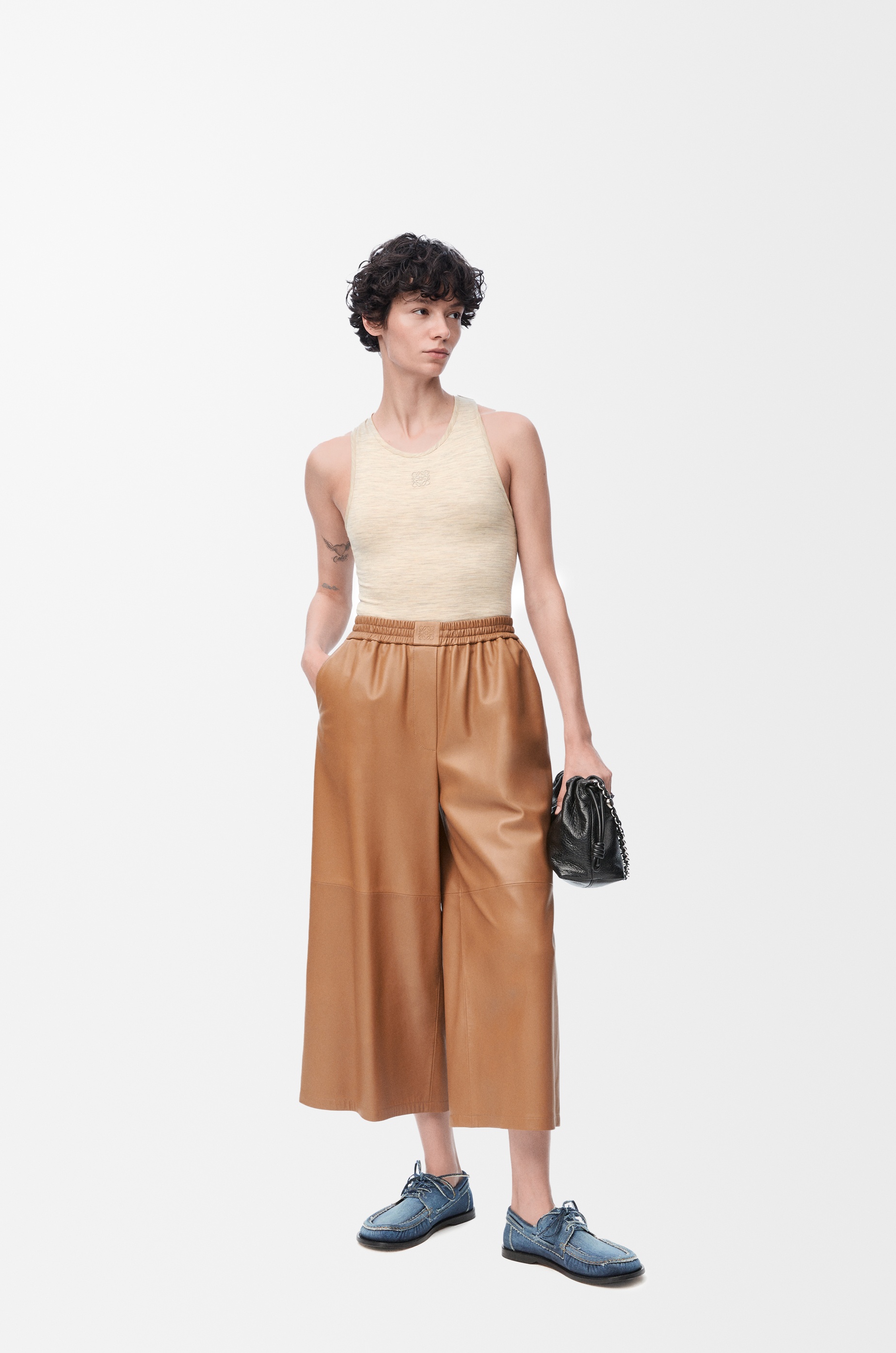 Cropped trousers in nappa lambskin - 2