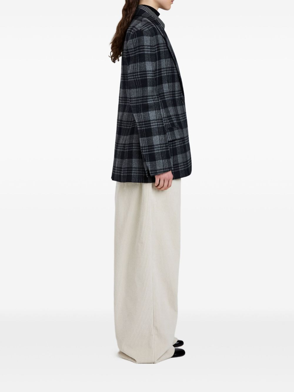 checked wool blazer - 3