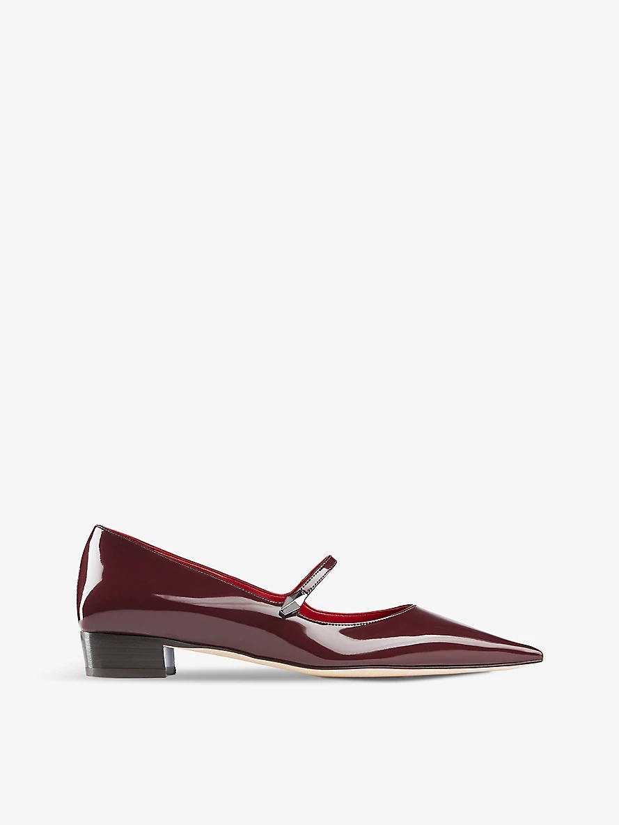 Carolyn pointed-toe flat patent-leather pumps - 1