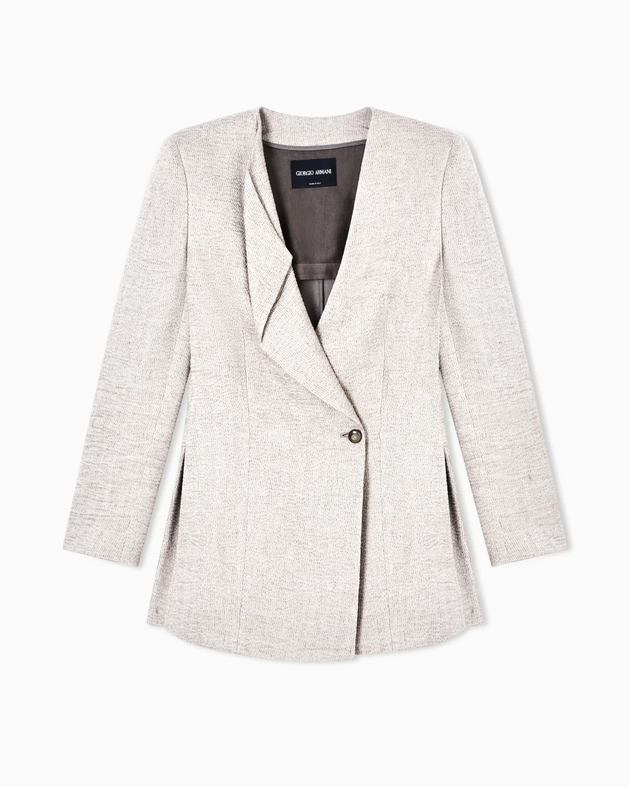 LINEN, VISCOSE AND SILK CRÊPE SINGLE-BREASTED JACKET - 1