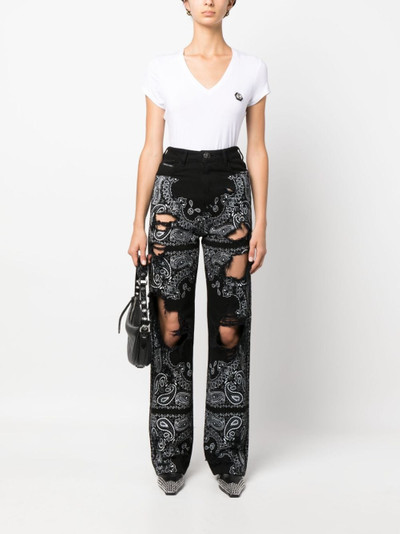 PHILIPP PLEIN ripped paisley-print jeans outlook