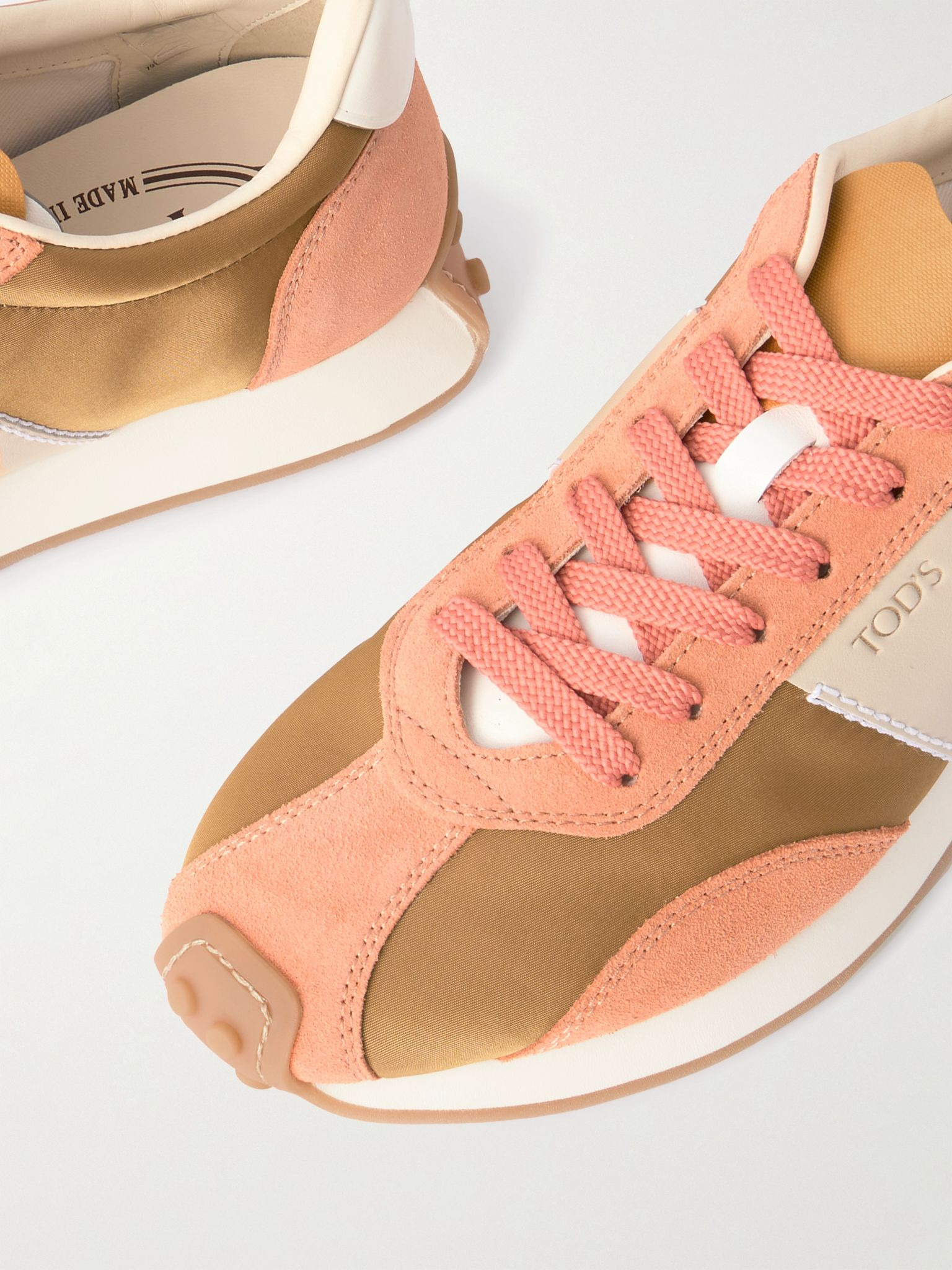 Sportivo Active leather and suede-trimmed shell sneakers Tan - 4